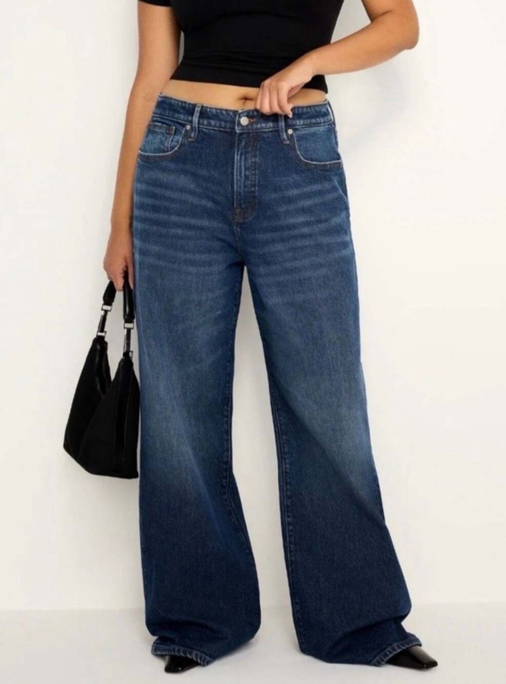 Good American GNI033 Jeans Size 10 30 Inches Indigo Wide Leg
